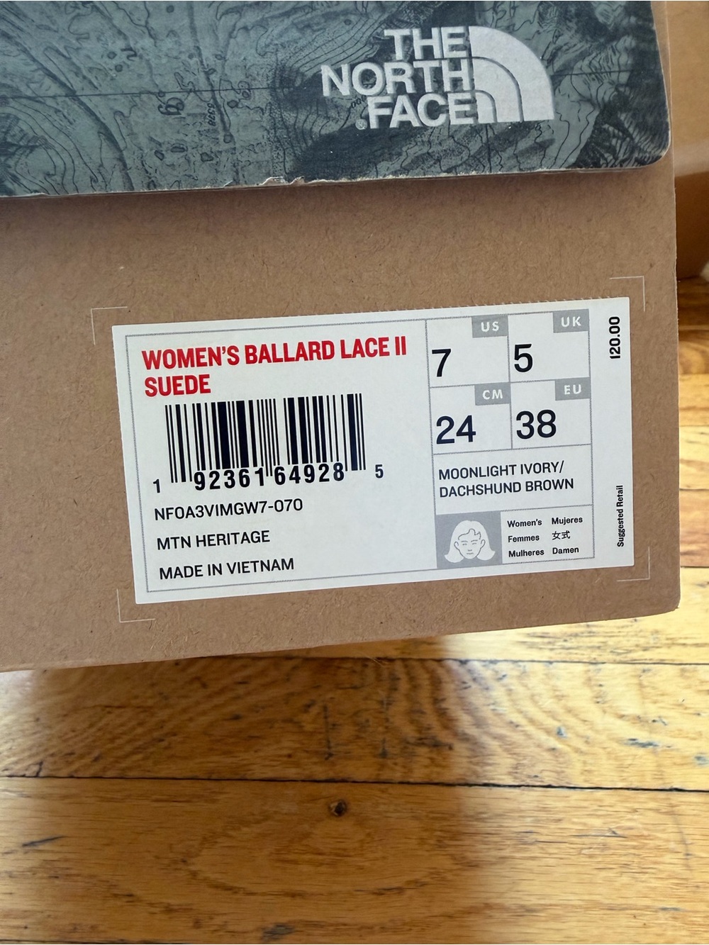 The North Face Women's Ballard Lace II Suede - Moonlight Ivory & Dachshund Brown - Picture 2 of 5